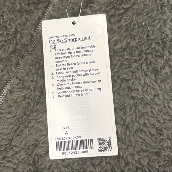 NWT Lululemon Oh So Sherpa Half Zip Pullover In Dark Olive Green Size 4 - Picture 6 of 8